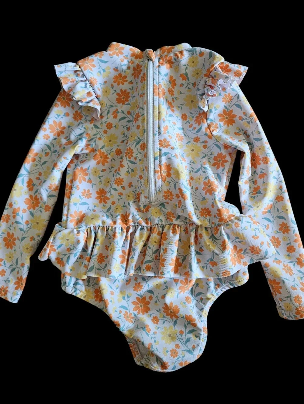 SHEIN Girls Floral Long-Sleeve One-Piece Swimsuit 18-24 Months